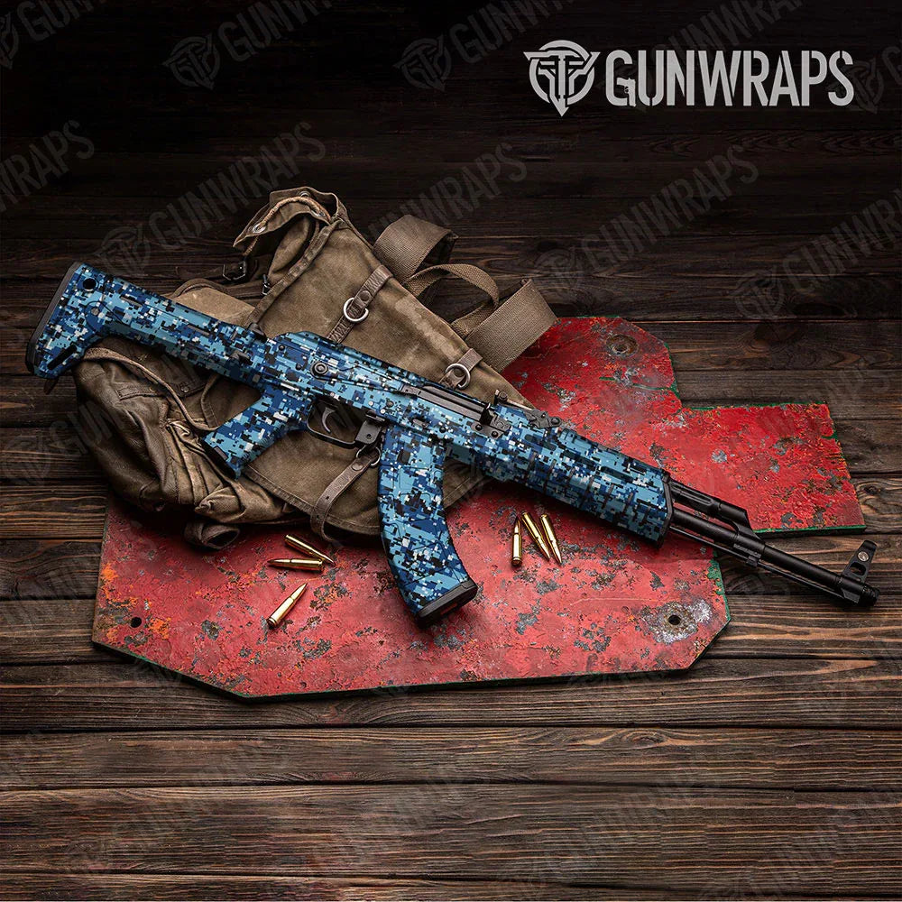 Digital Baby Blue AK-47 Gun Skin Vinyl Wraps