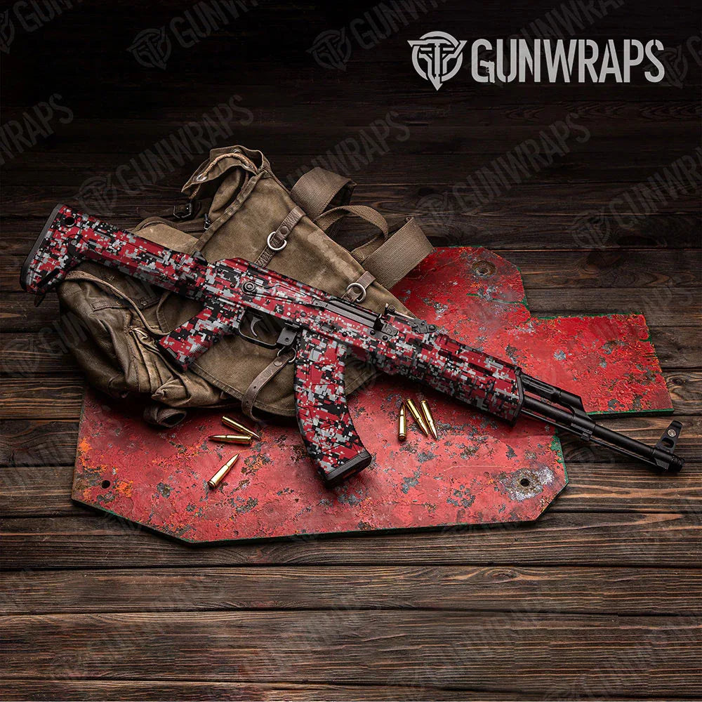 Digital Red Tiger AK-47 Gun Skin Vinyl Wraps