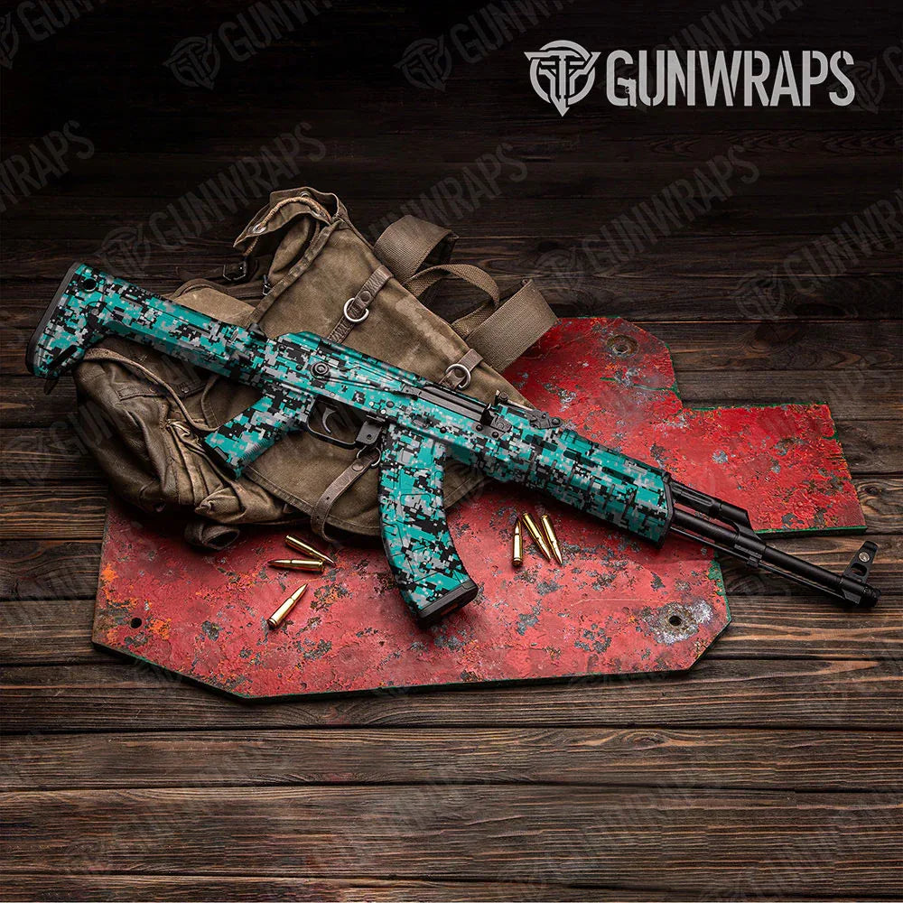 Digital Tiffany Blue Tiger AK-47 Gun Skin Vinyl Wraps