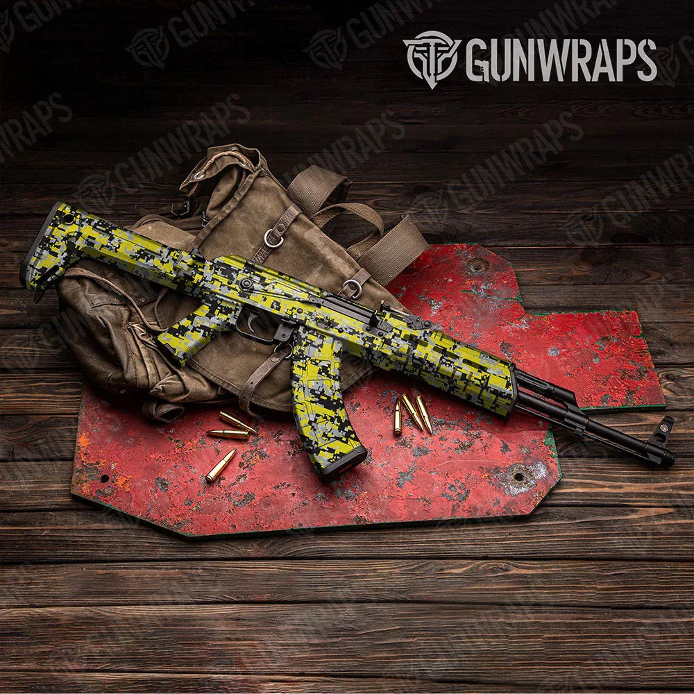 Digital Yellow Tiger AK-47 Gun Skin Vinyl Wraps