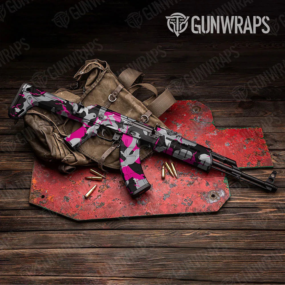 Ragged Magenta Tiger AK-47 Gun Skin Vinyl Wraps
