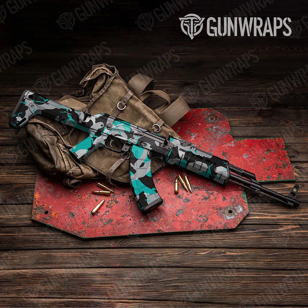 Ragged Tiffany Blue Tiger AK-47 Gun Skin Vinyl Wraps
