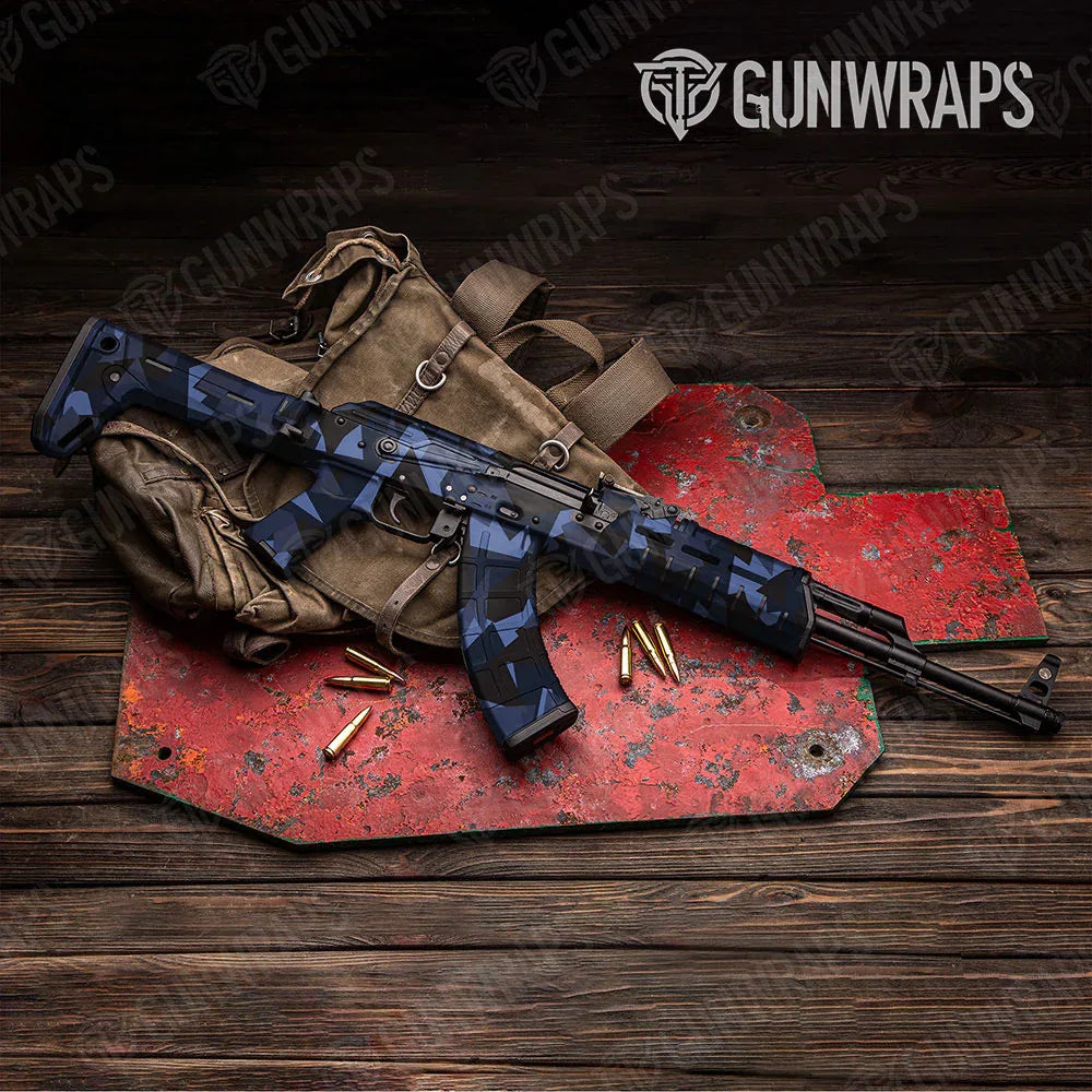 Shattered Blue Midnight AK-47 Gun Skin Vinyl Wraps