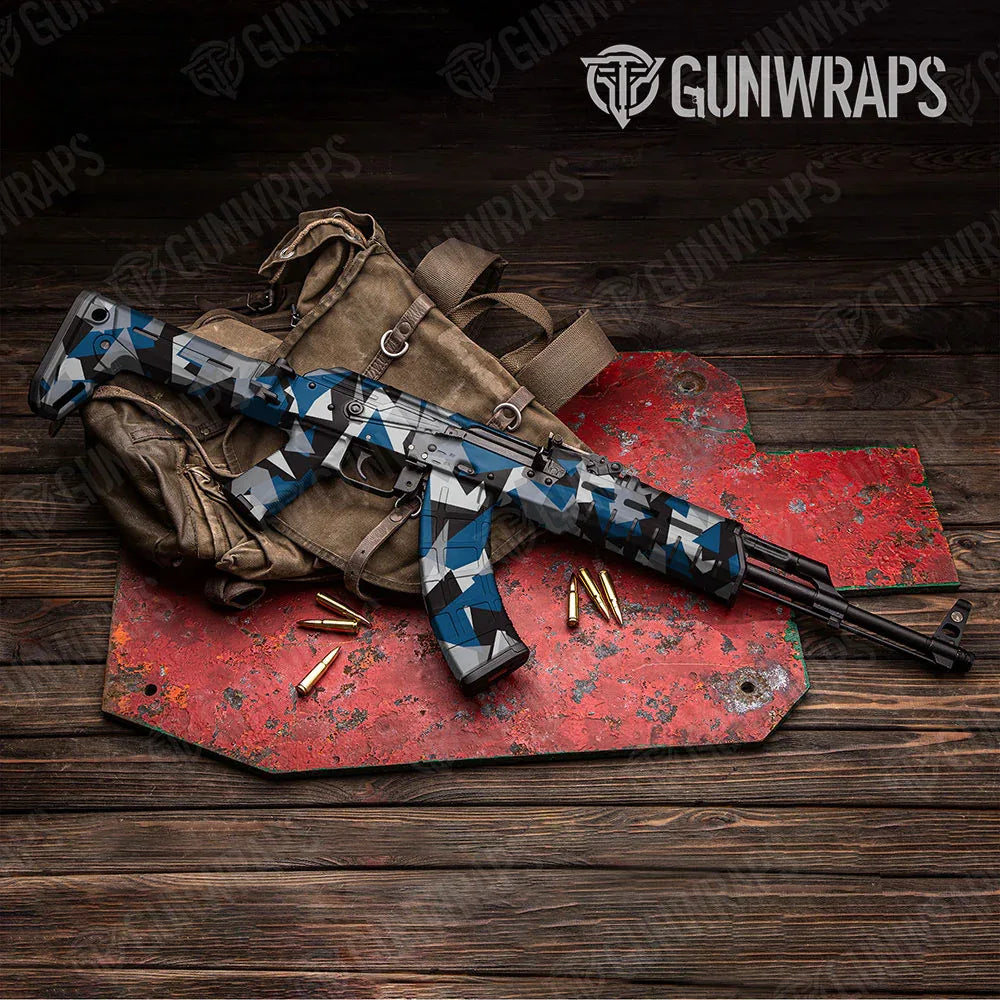 Shattered Blue Tiger AK-47 Gun Skin Vinyl Wraps