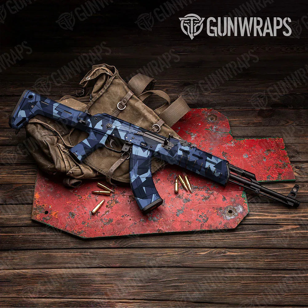 Shattered Blue Urban Night AK-47 Gun Skin Vinyl Wraps
