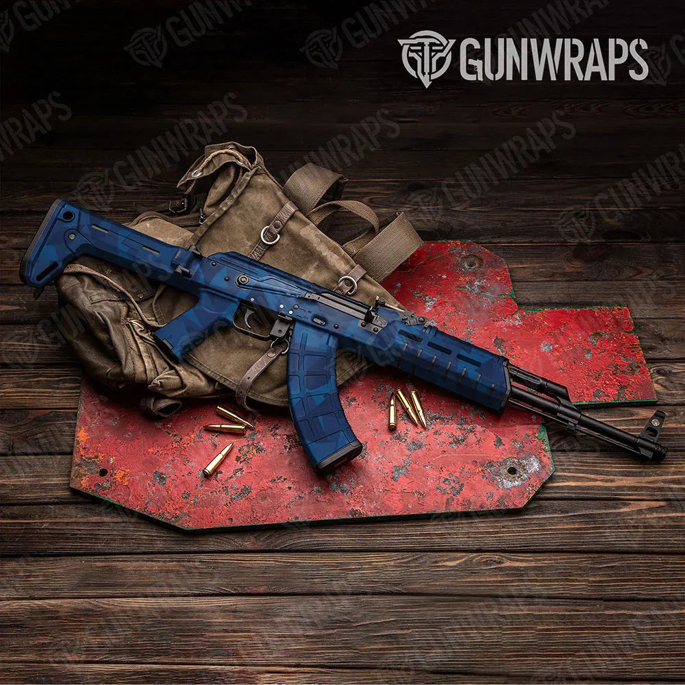 Shattered Elite Blue AK-47 Gun Skin Vinyl Wraps