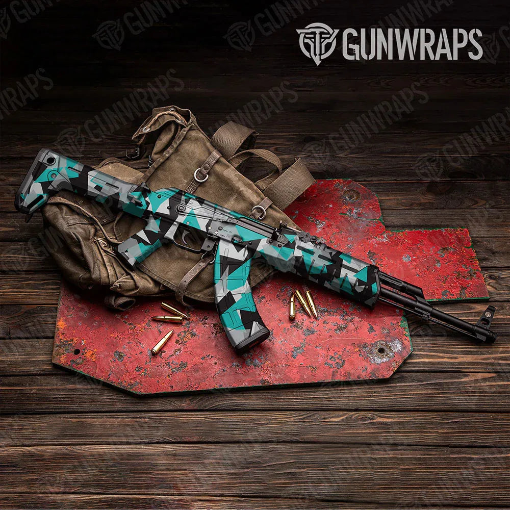 Shattered Tiffany Blue Tiger AK-47 Gun Skin Vinyl Wraps