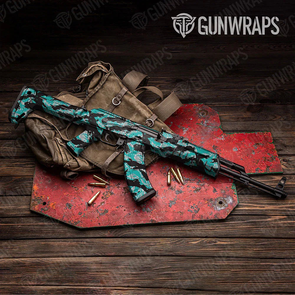 Vietnam Tiger Stripe Tiffany Blue Tiger AK-47 Gun Skin Vinyl Wraps