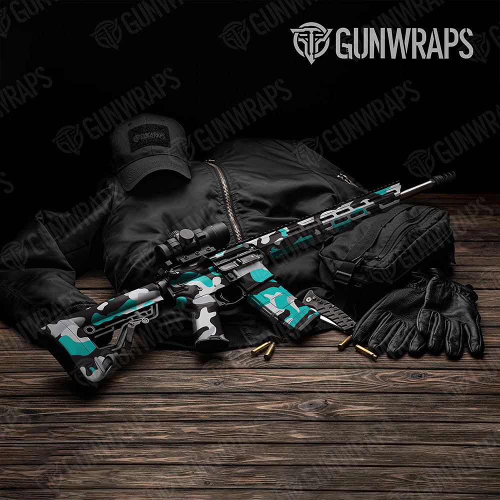 Classic Tiffany Blue Tiger AR-15 Gun Skin Vinyl Wraps