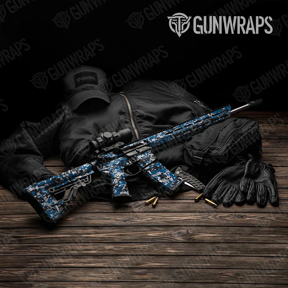 Digital Blue Tiger AR-15 Gun Skin Vinyl Wraps