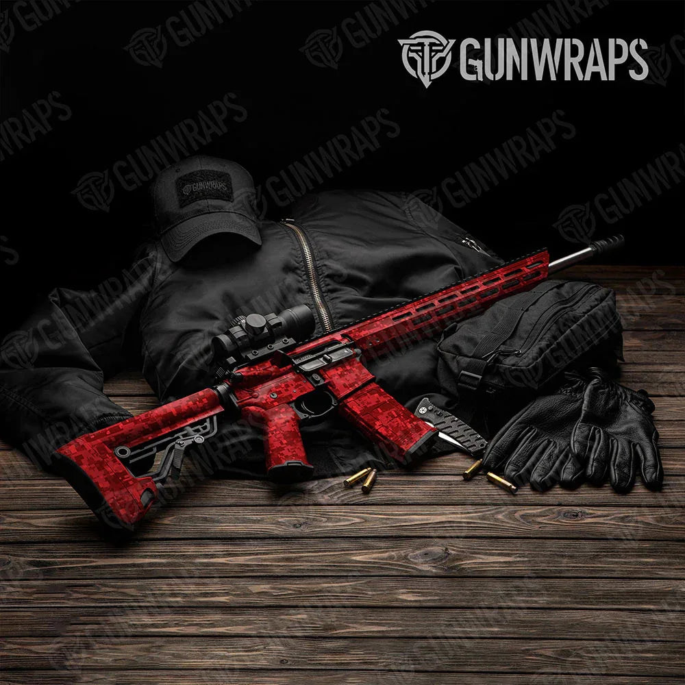 Digital Elite Red AR-15 Gun Skin Vinyl Wraps