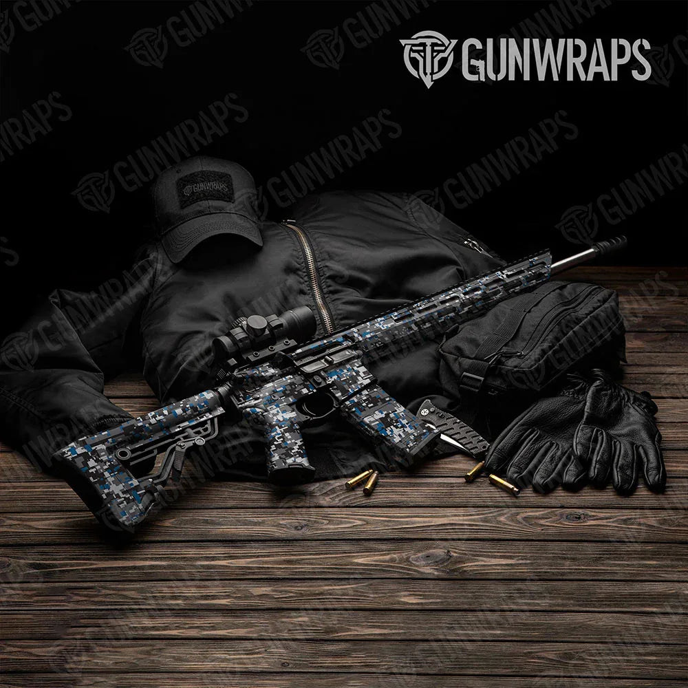 Digital Urban Blue AR-15 Gun Skin Vinyl Wraps