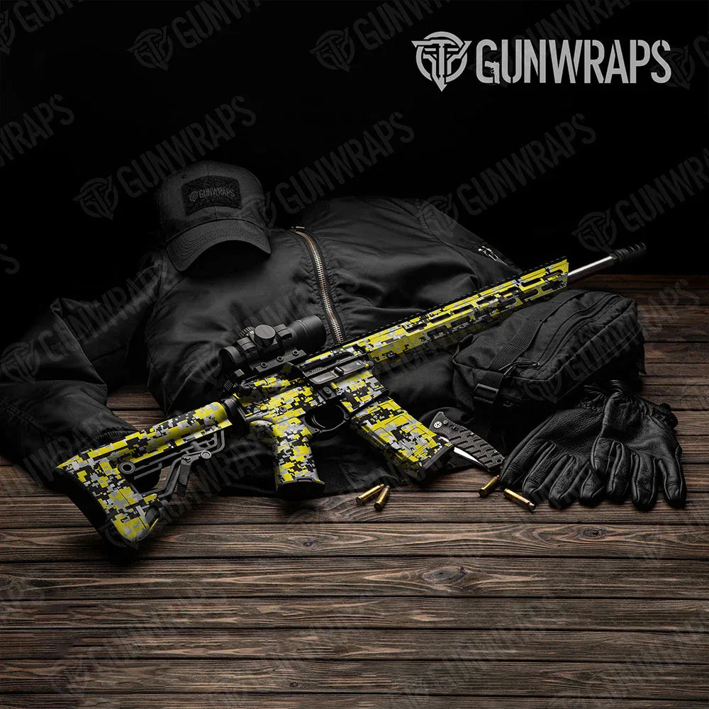 Digital Yellow Tiger AR-15 Gun Skin Vinyl Wraps