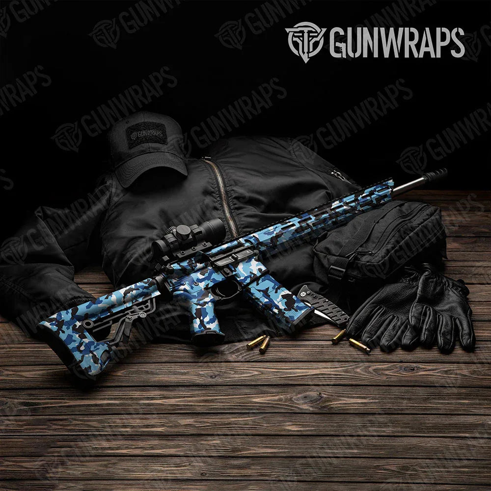 Erratic Baby Blue AR-15 Gun Skin Vinyl Wraps