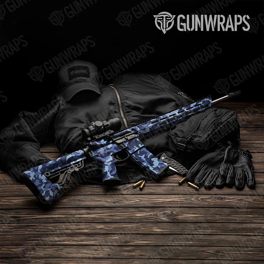 Erratic Blue Urban Night AR-15 Gun Skin Vinyl Wraps
