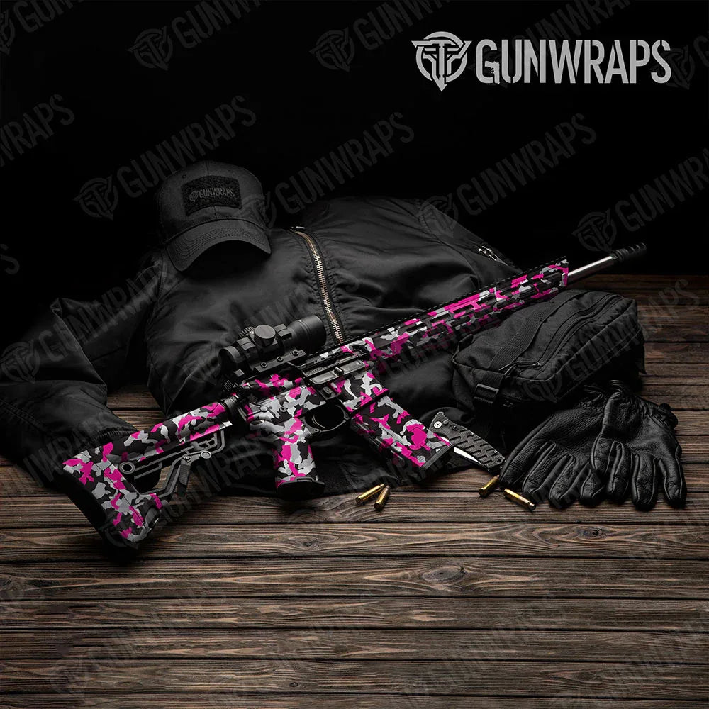 Erratic Magenta Tiger AR-15 Gun Skin Vinyl Wraps