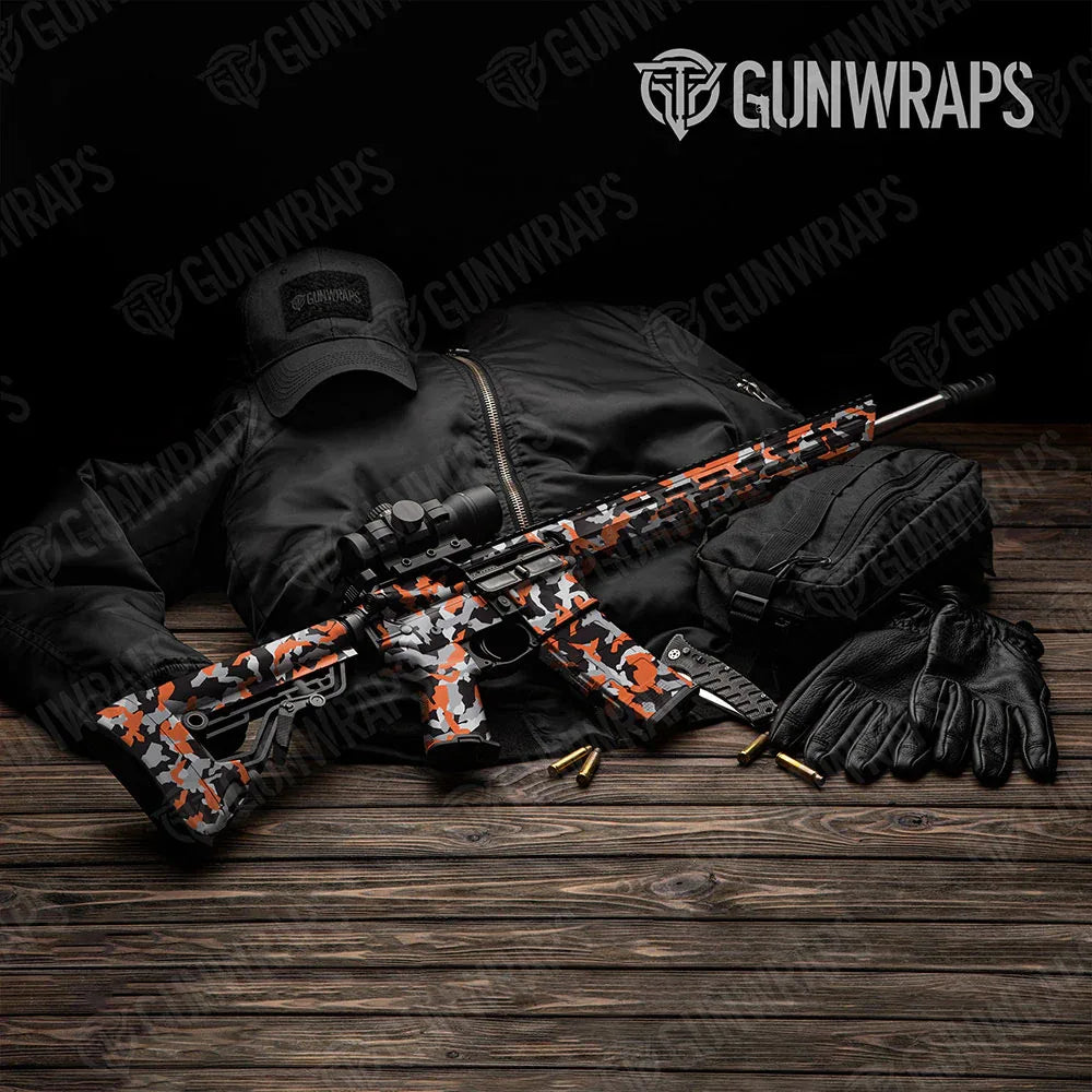 Erratic Orange Tiger AR-15 Gun Skin Vinyl Wraps