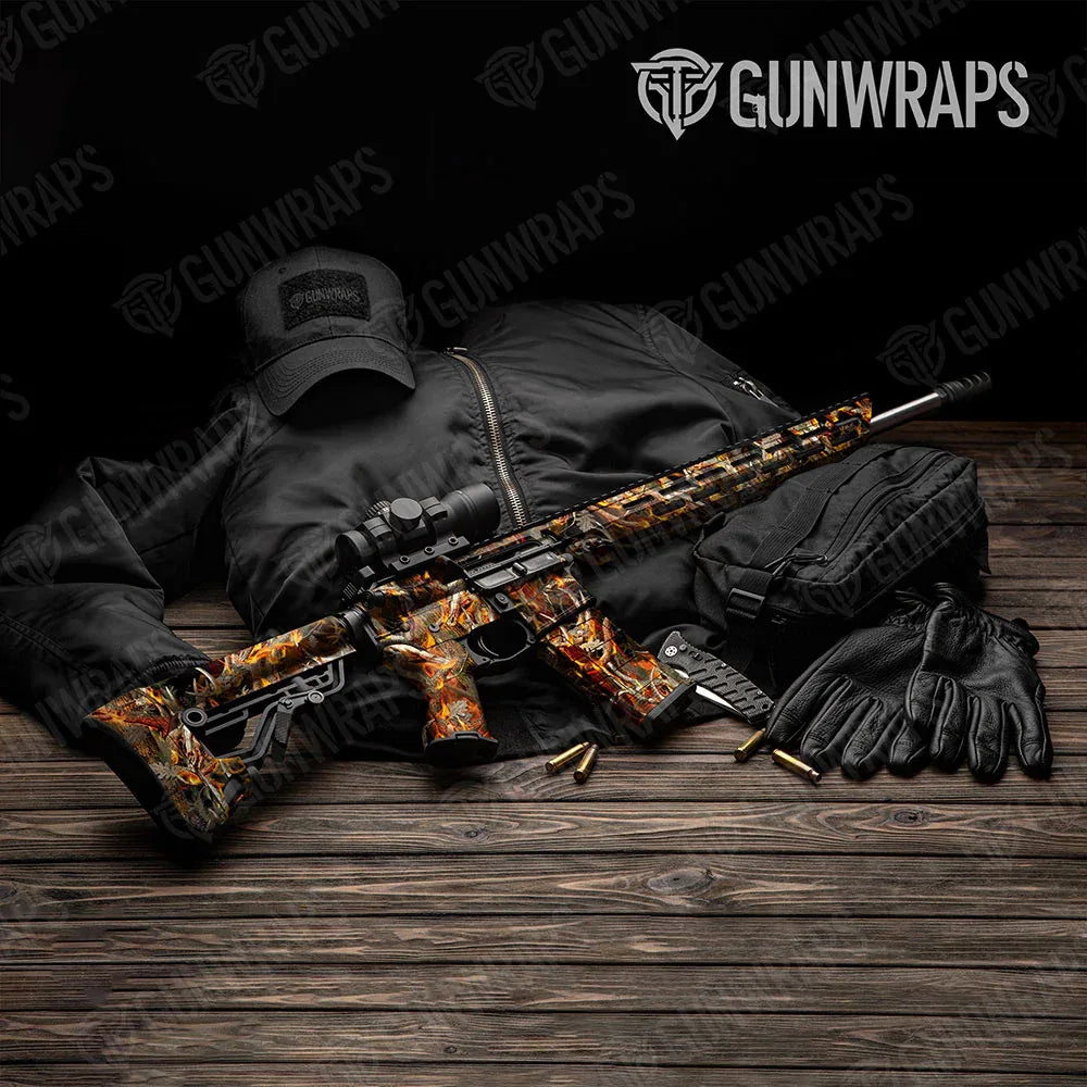 Nature Burning Buck Skull AR-15 Gun Skin Vinyl Wraps