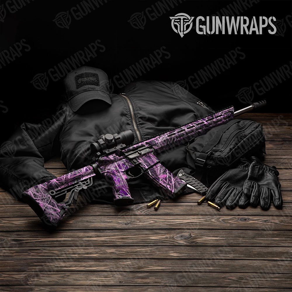 Nature Dry Grassland Pink AR-15 Gun Skin Vinyl Wraps
