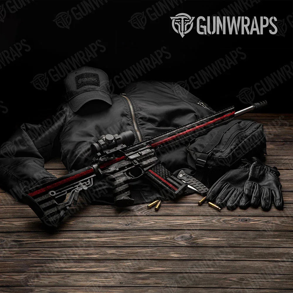 Patriotic Firefighter Service Flag AR-15 Gun Skin Vinyl Wraps