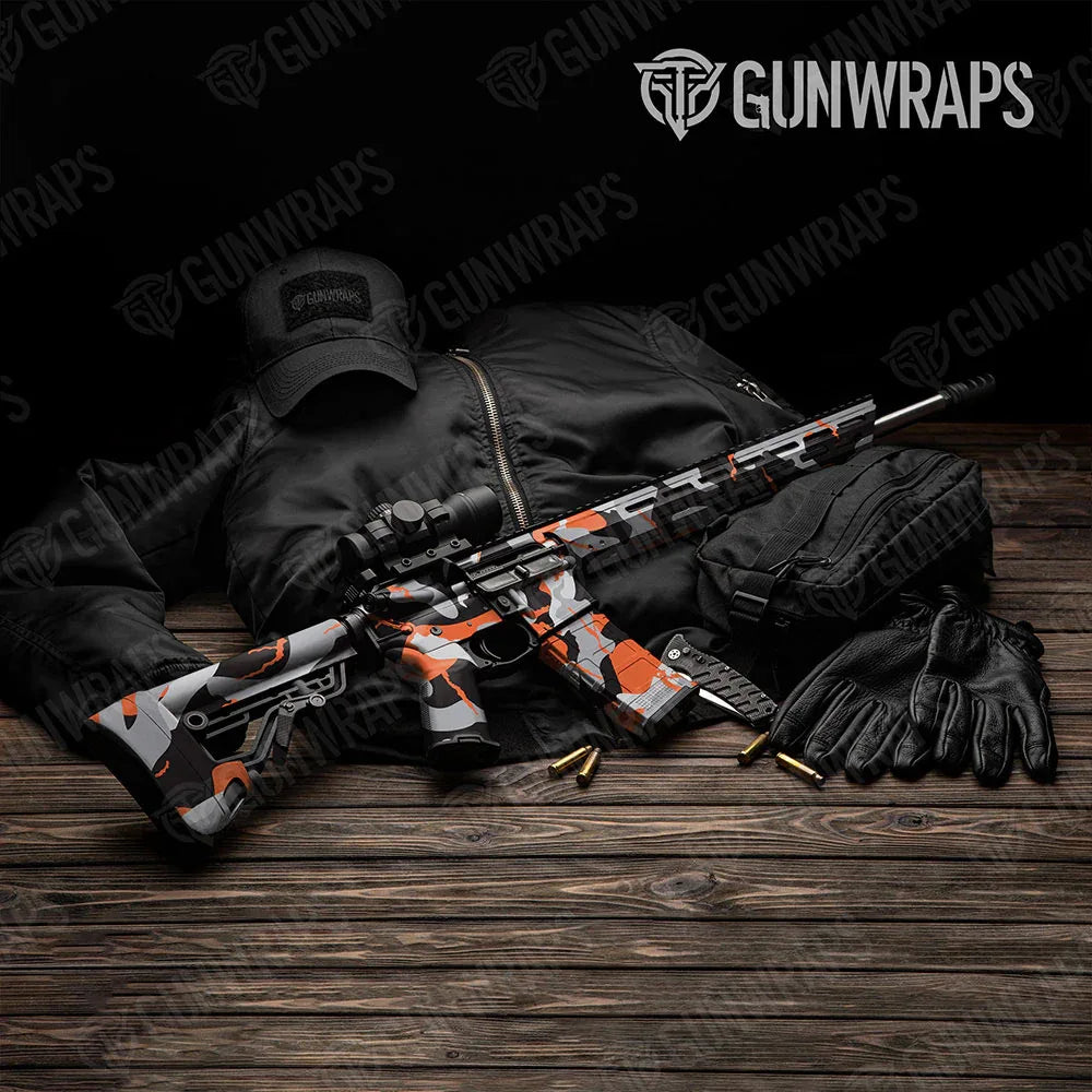 Ragged Orange Tiger AR-15 Gun Skin Vinyl Wraps
