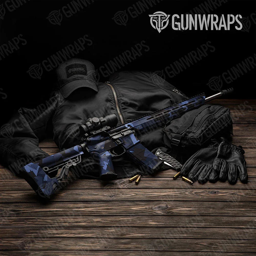 Shattered Blue Midnight AR-15 Gun Skin Vinyl Wraps