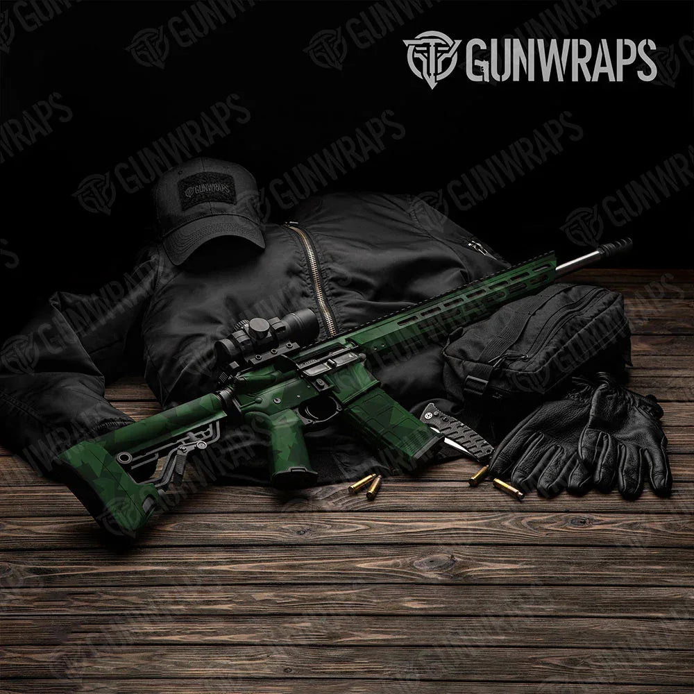 Shattered Elite Green AR-15 Gun Skin Vinyl Wraps