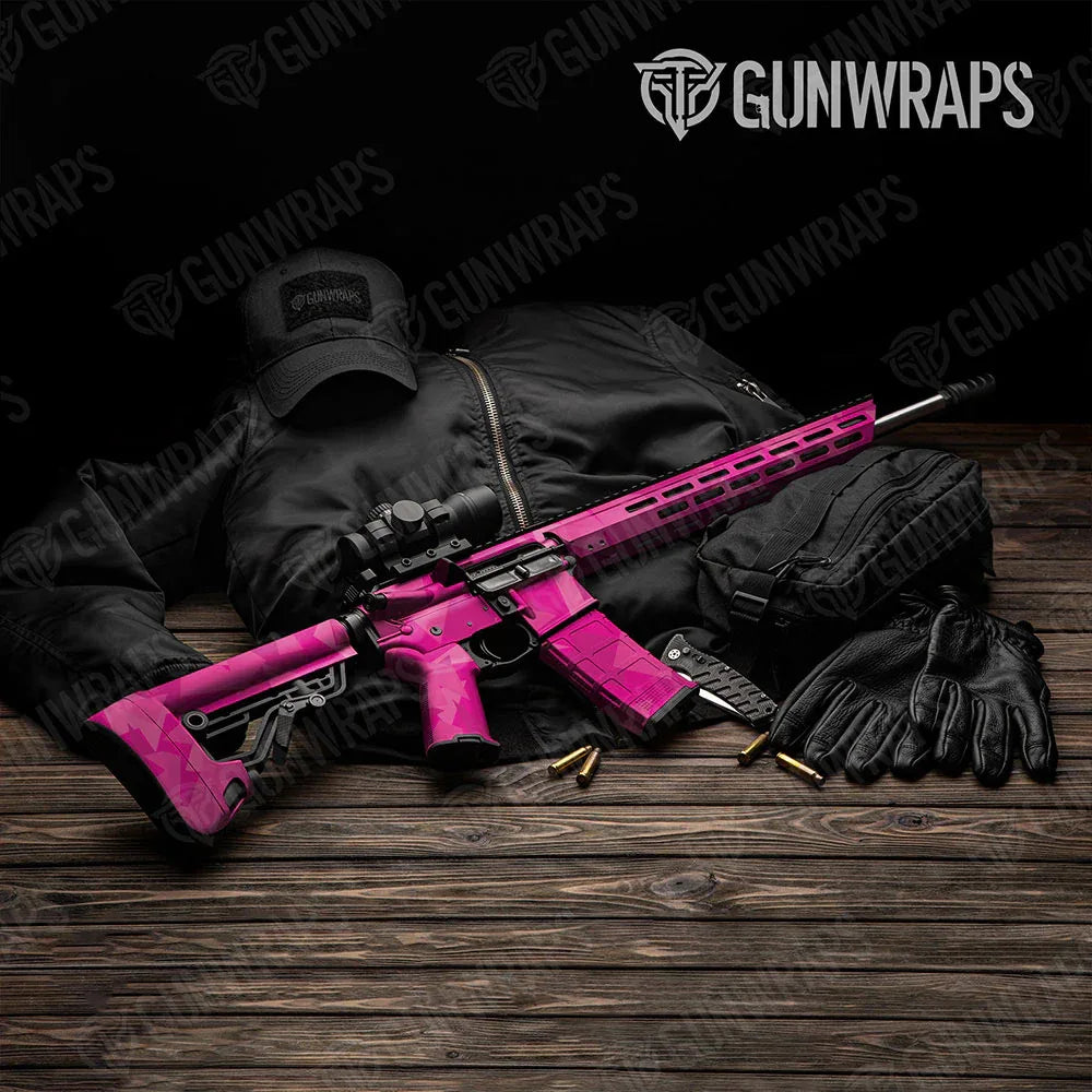 Shattered Elite Magenta AR-15 Gun Skin Vinyl Wraps