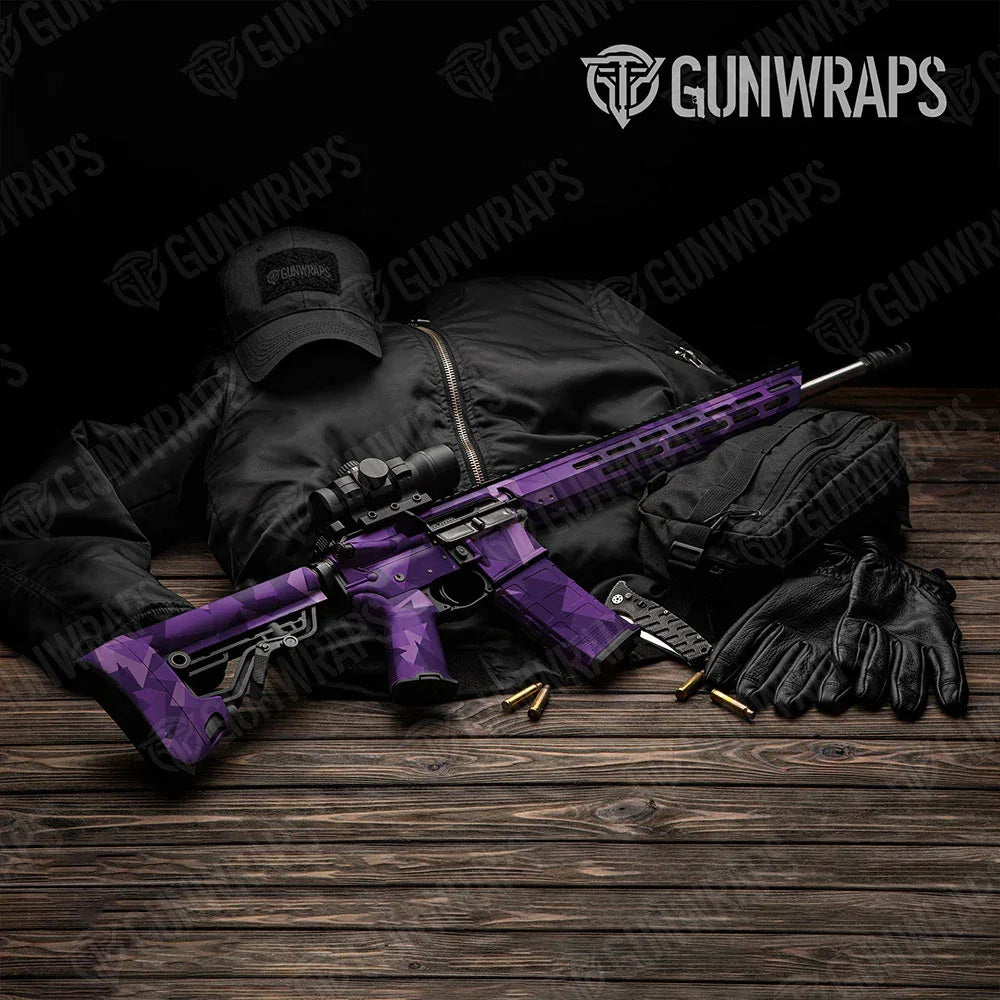 Shattered Elite Purple AR-15 Gun Skin Vinyl Wraps