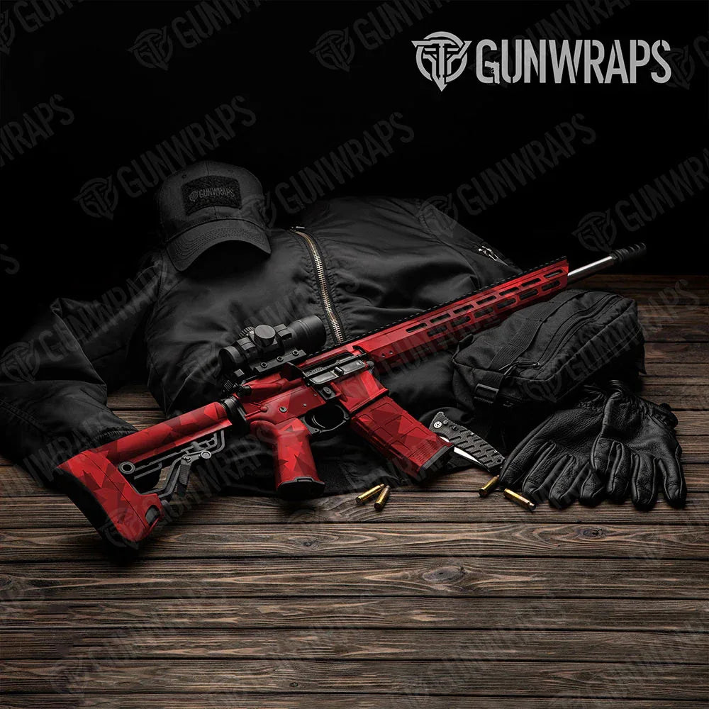Shattered Elite Red AR-15 Gun Skin Vinyl Wraps