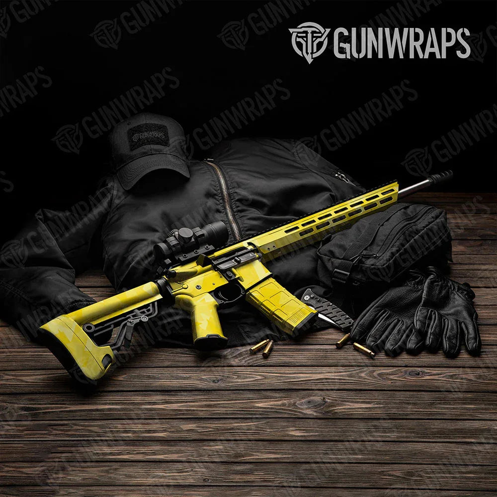 Shattered Elite Yellow AR-15 Gun Skin Vinyl Wraps