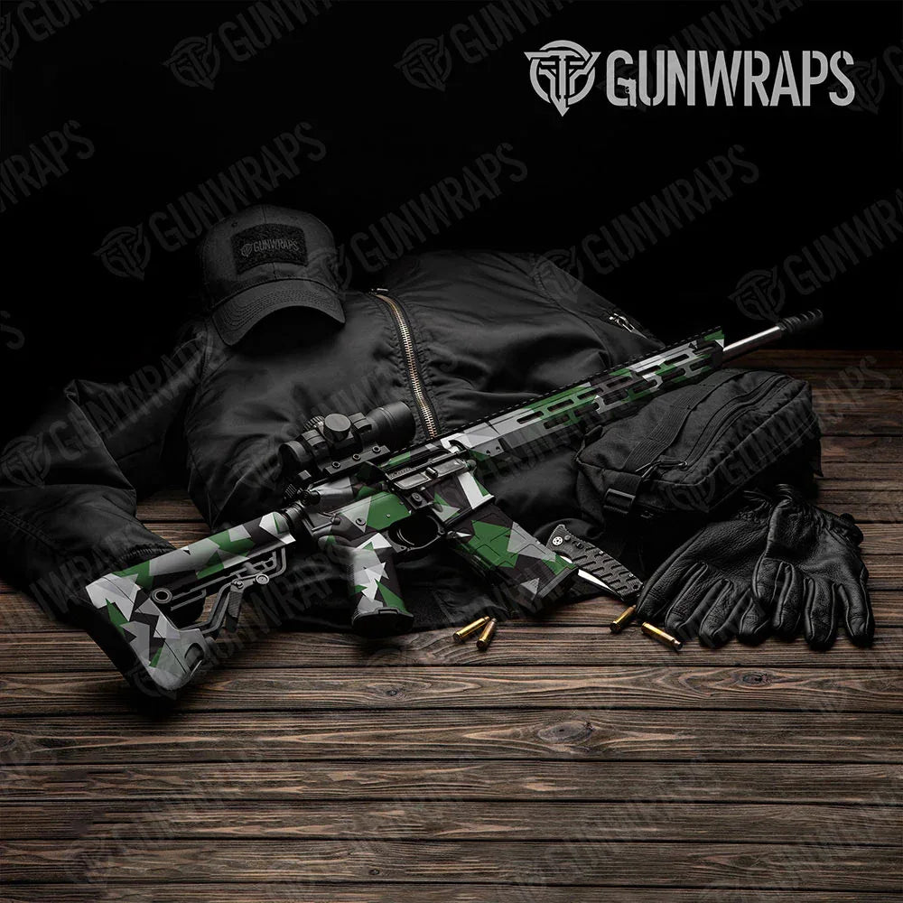 Shattered Green Tiger AR-15 Gun Skin Vinyl Wraps