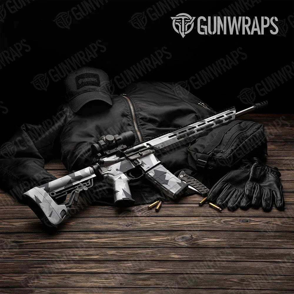 Shattered Snow AR-15 Gun Skin Vinyl Wraps