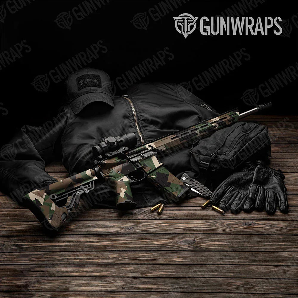 Shattered Woodland AR-15 Gun Skin Vinyl Wraps