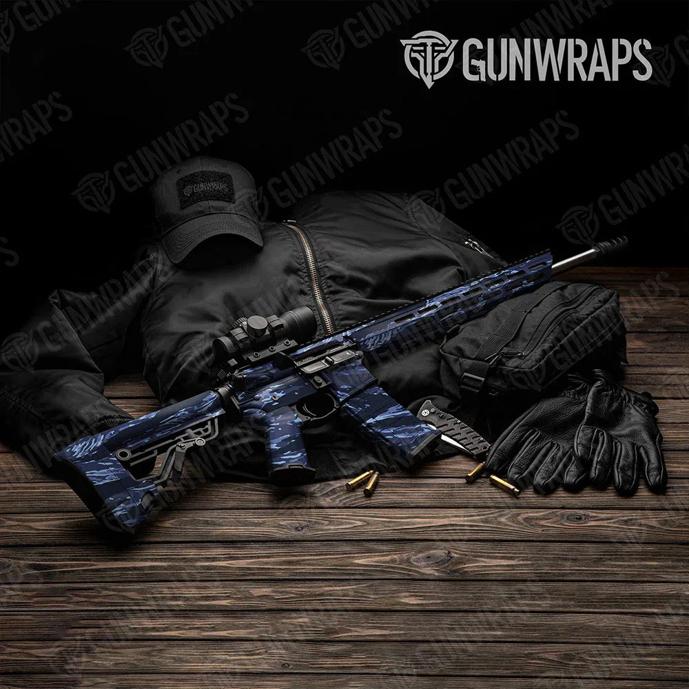 Vietnam Tiger Stripe Blue Urban Night AR-15 Gun Skin Vinyl Wraps