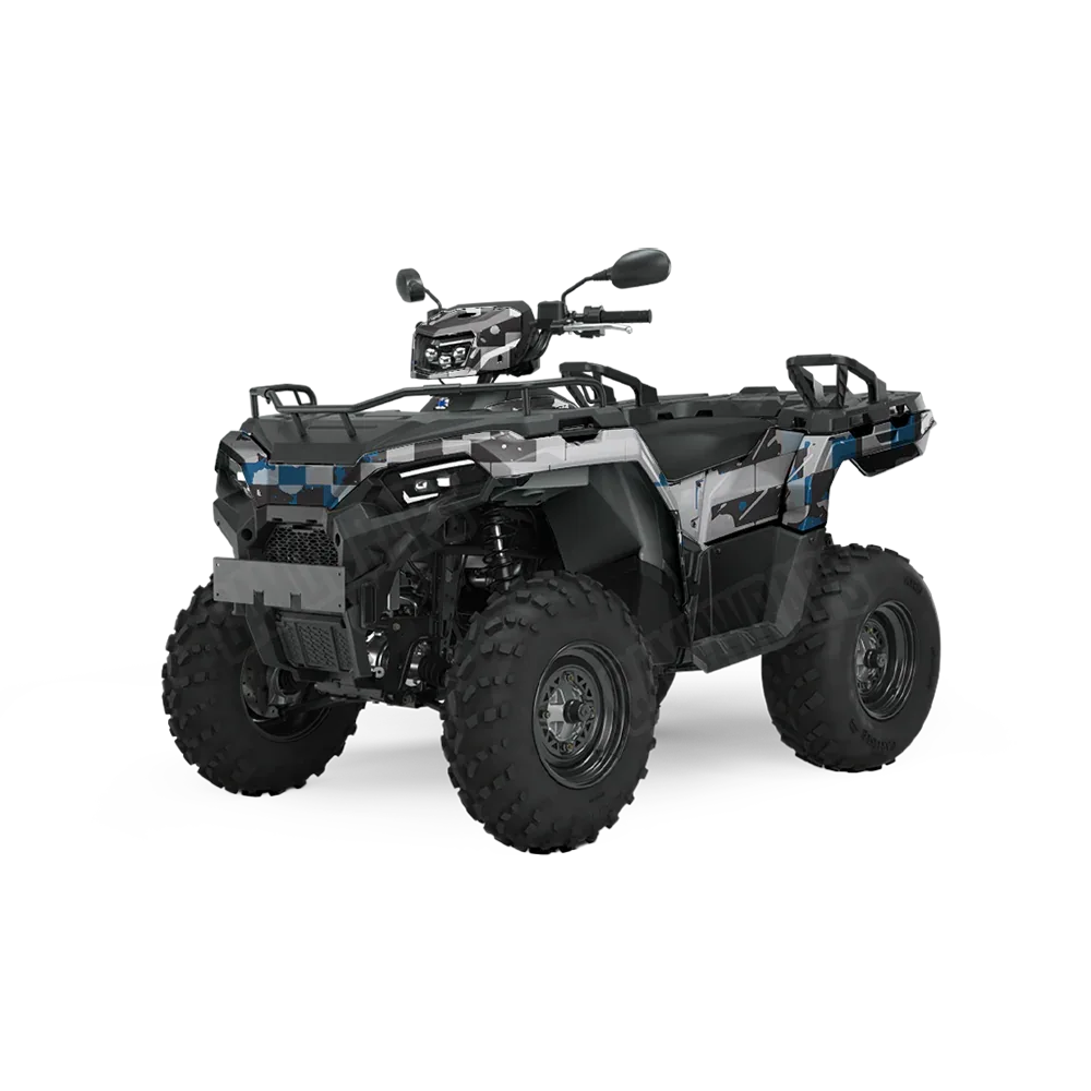 Broken Plaid Blue Tiger ATV Wraps