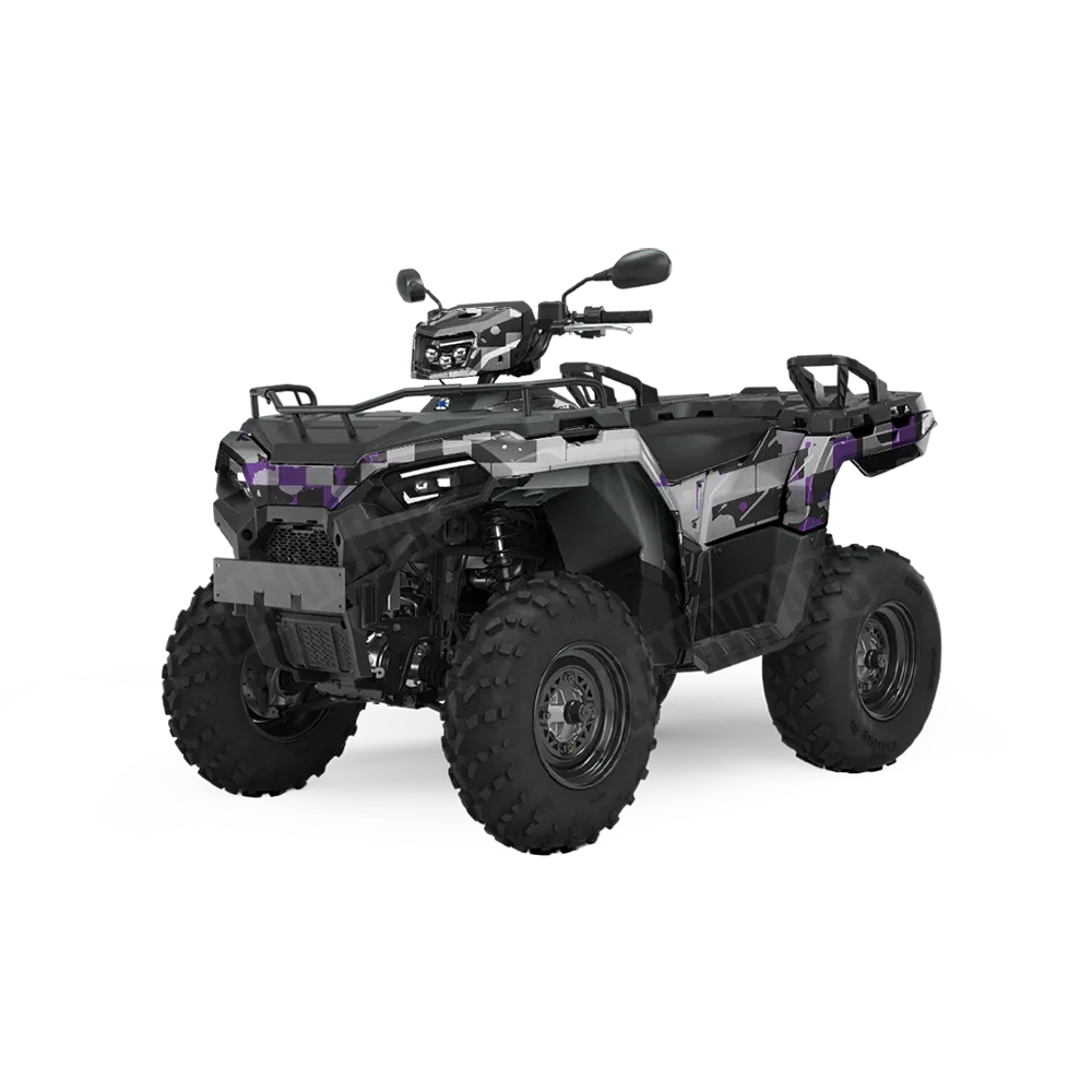 Broken Plaid Purple Tiger ATV Wraps