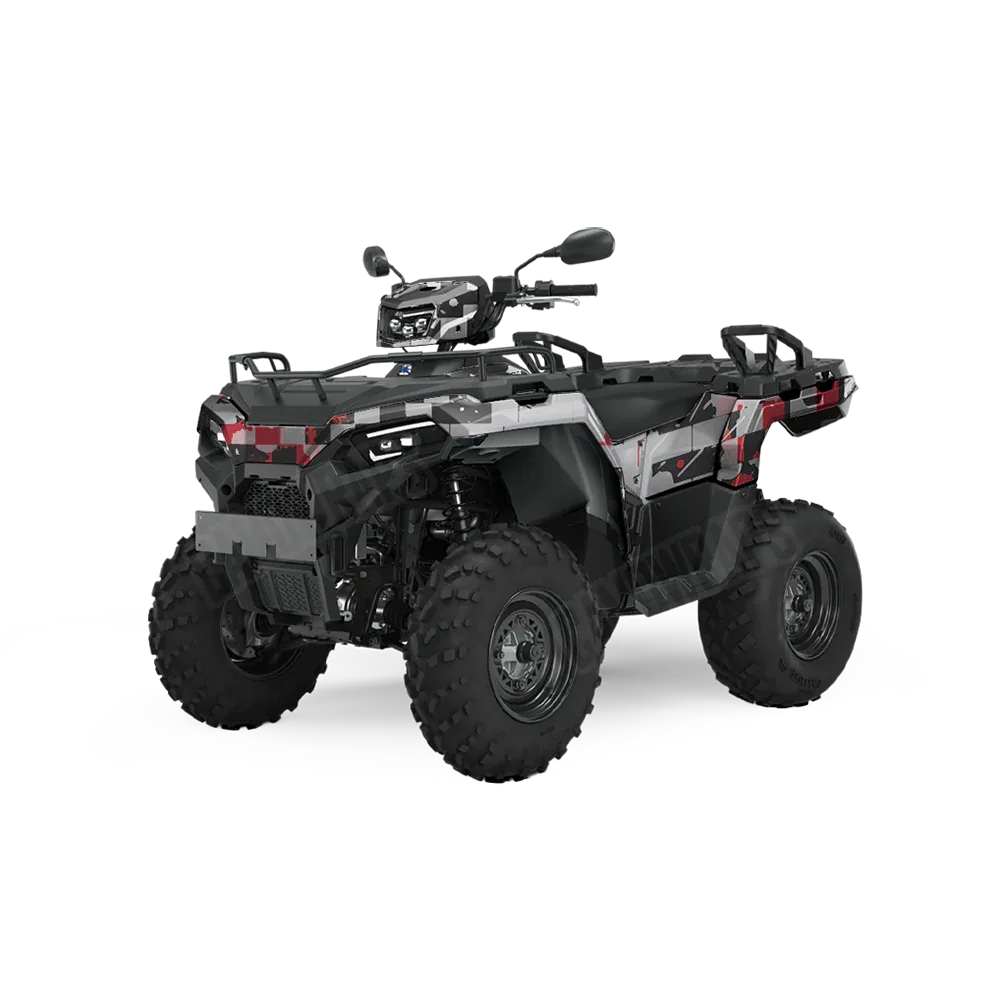 Broken Plaid Red Tiger ATV Wraps