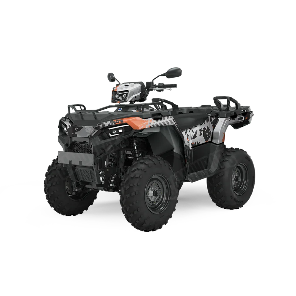 Tire Splatter Orange Tiger ATV Wraps