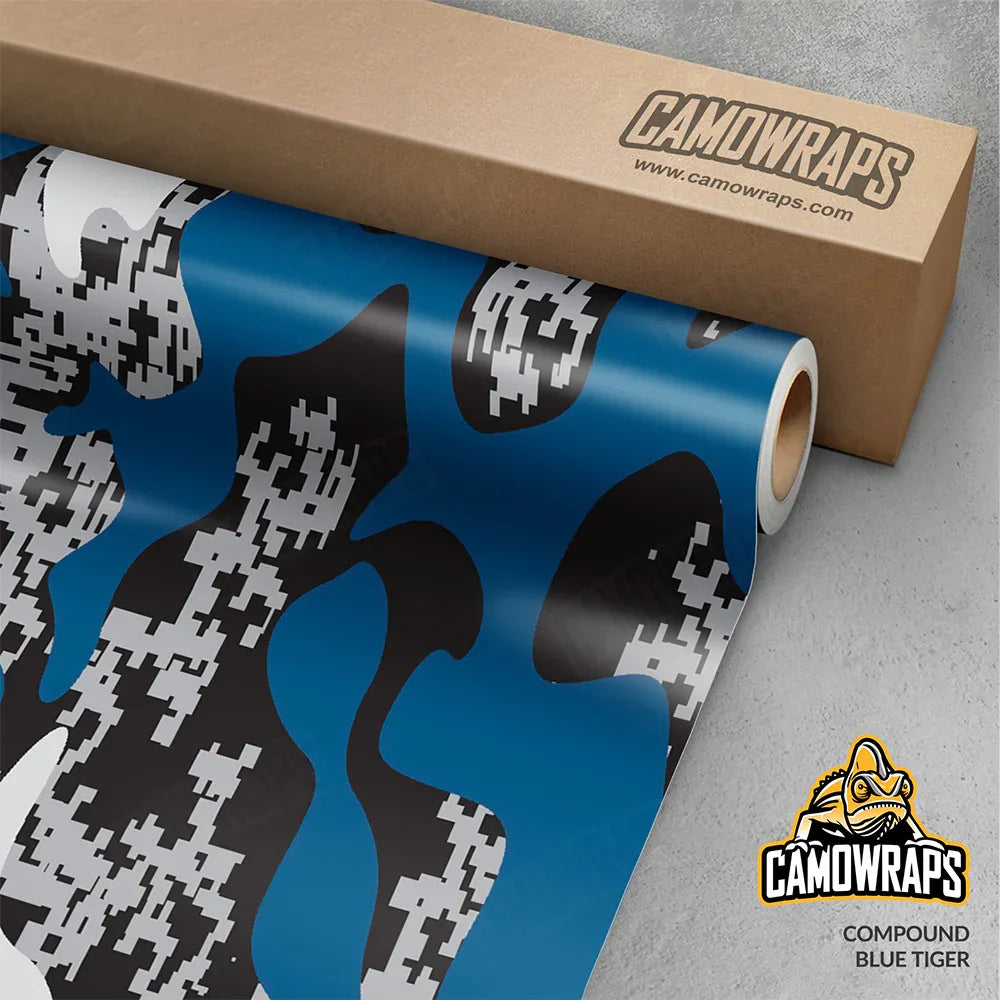 Compound Blue Tiger Gun Skin Vinyl Wrap