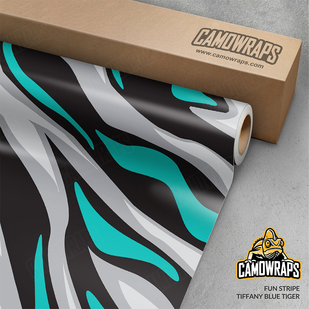 Fun Stripe Tiffany Blue Tiger Gun Skin Vinyl Wrap