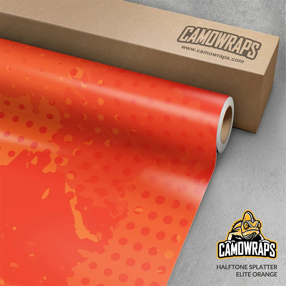 Halftone Splatter Elite Orange Gun Skin Vinyl Wrap
