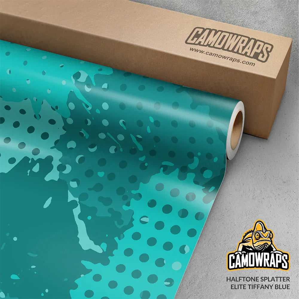 Halftone Splatter Elite Tiffany Blue Gun Skin Vinyl Wrap