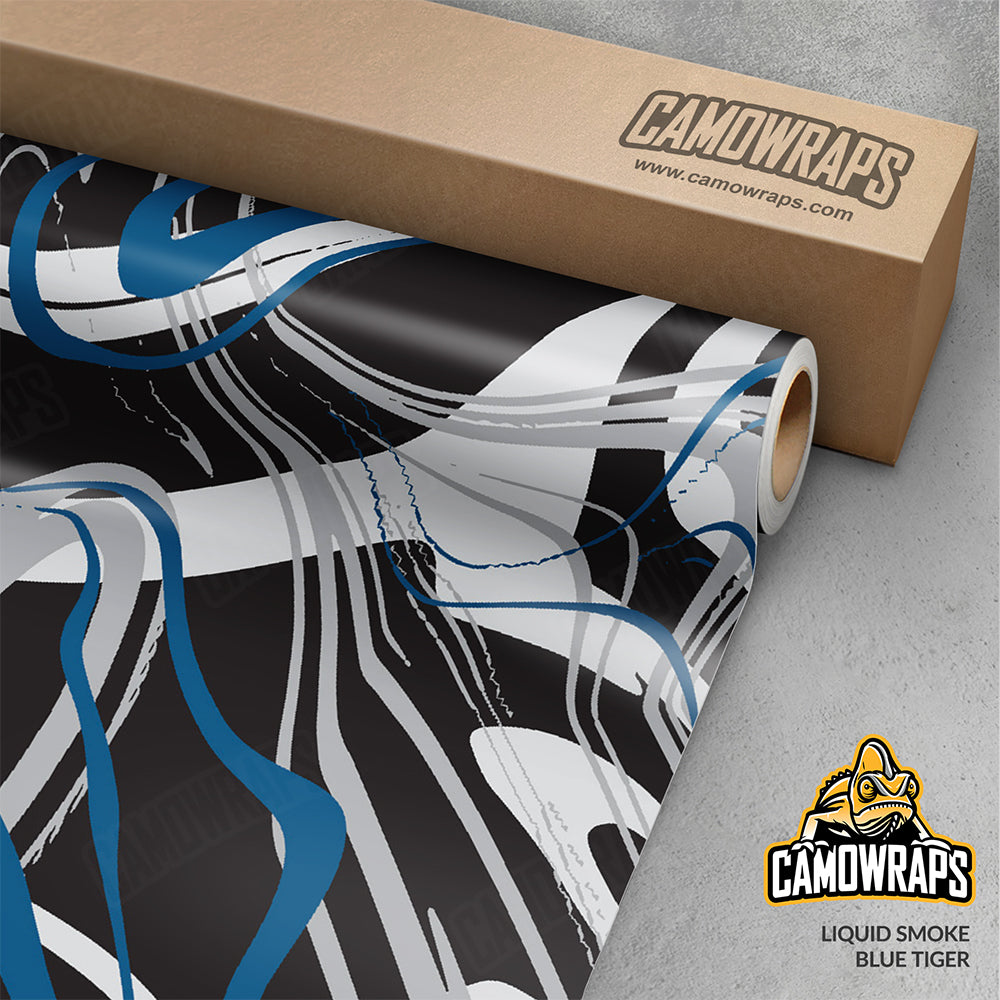 Liquid Smoke Blue Tiger Gun Skin Vinyl Wrap
