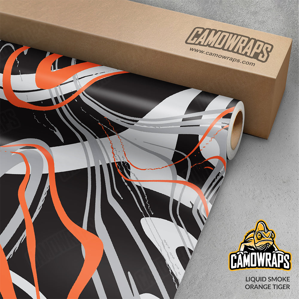 Liquid Smoke Orange Tiger Gun Skin Vinyl Wrap