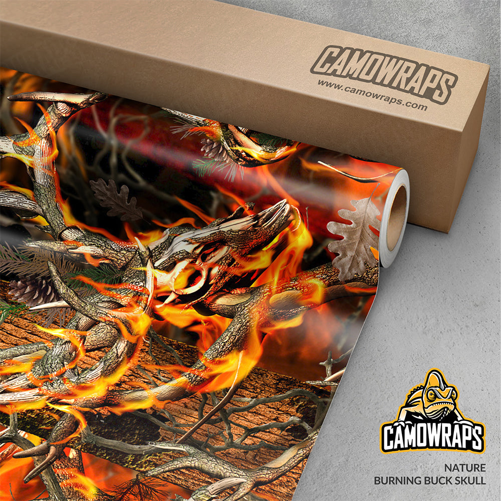 Nature Burning Buck Skull Gun Skin Vinyl Wrap