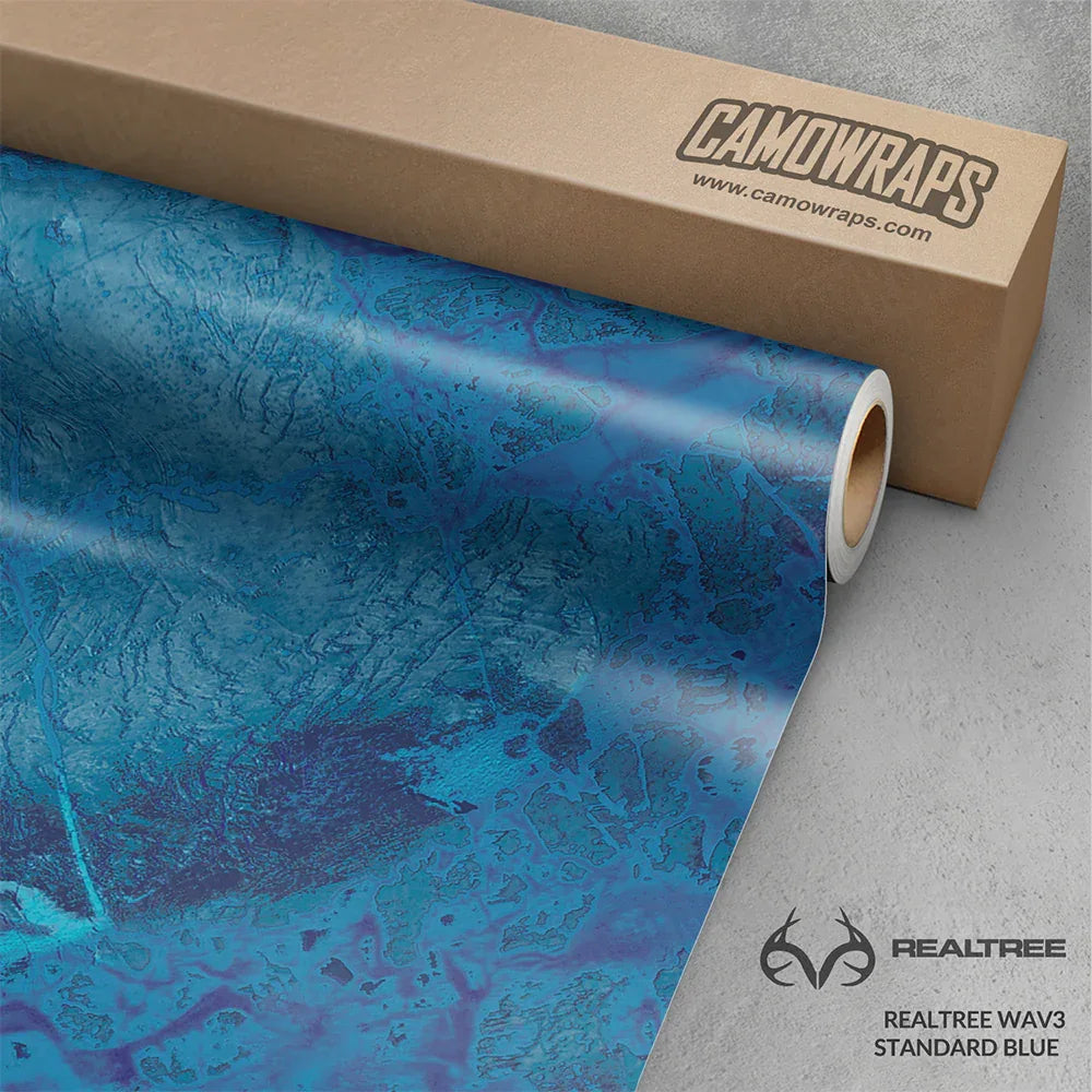 Realtree WAV3 Standard Blue Vinyl Wrap | Blowout Stock | Avery Dennison Media | Matte Finish | 5ft x 2ft | 196643