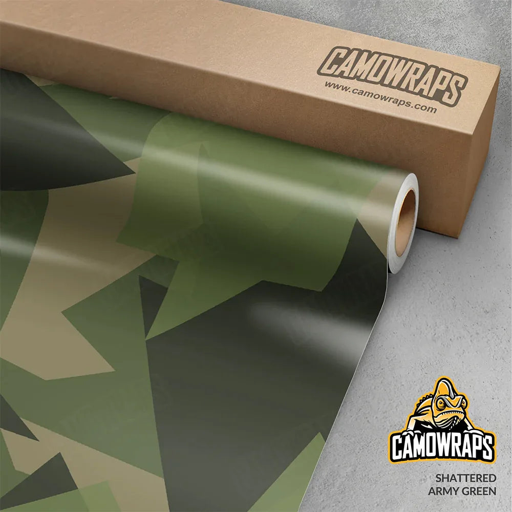 Shattered Army Green Gun Skin Vinyl Wrap