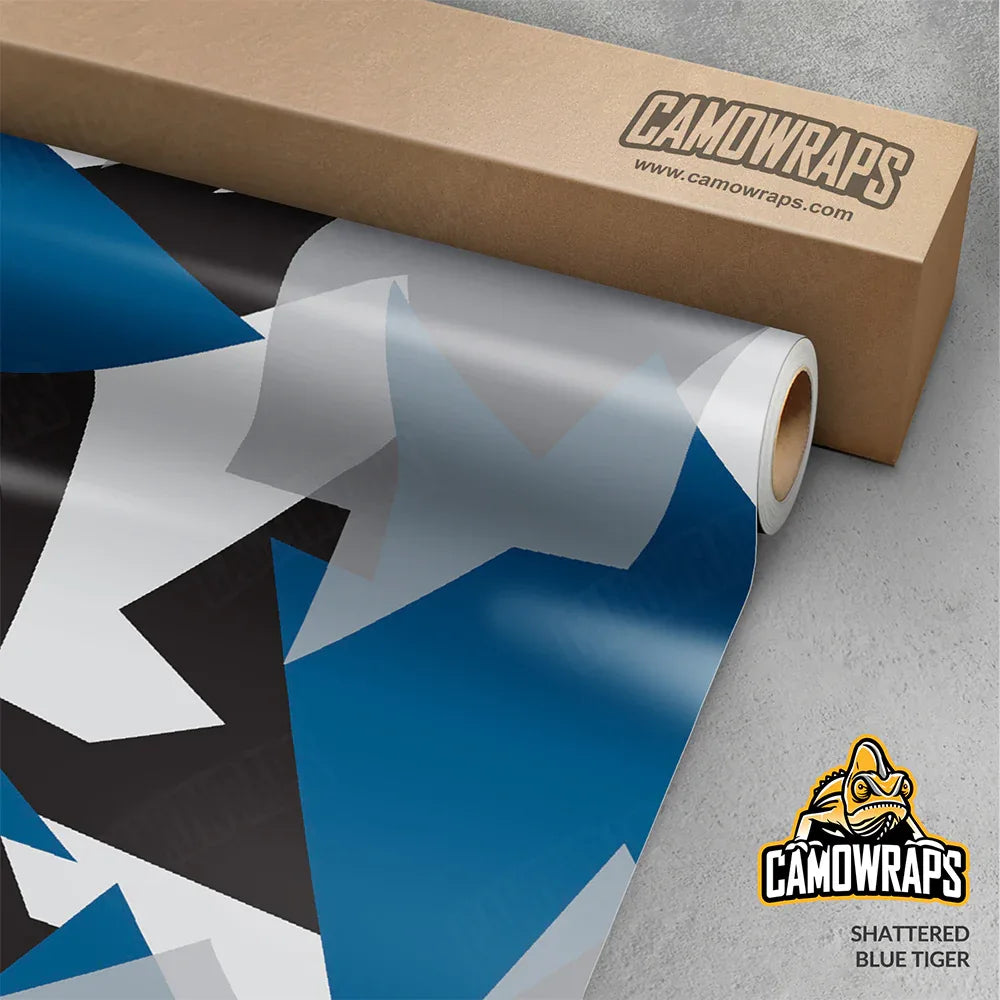 Shattered Blue Tiger Gun Skin Vinyl Wrap