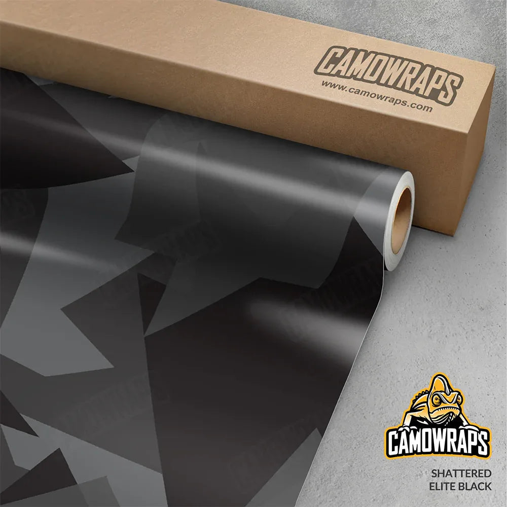 Shattered Elite Black Vinyl Wrap | Blowout Stock | 3M Media | Matte Finish | 5ft x 5ft | 277250